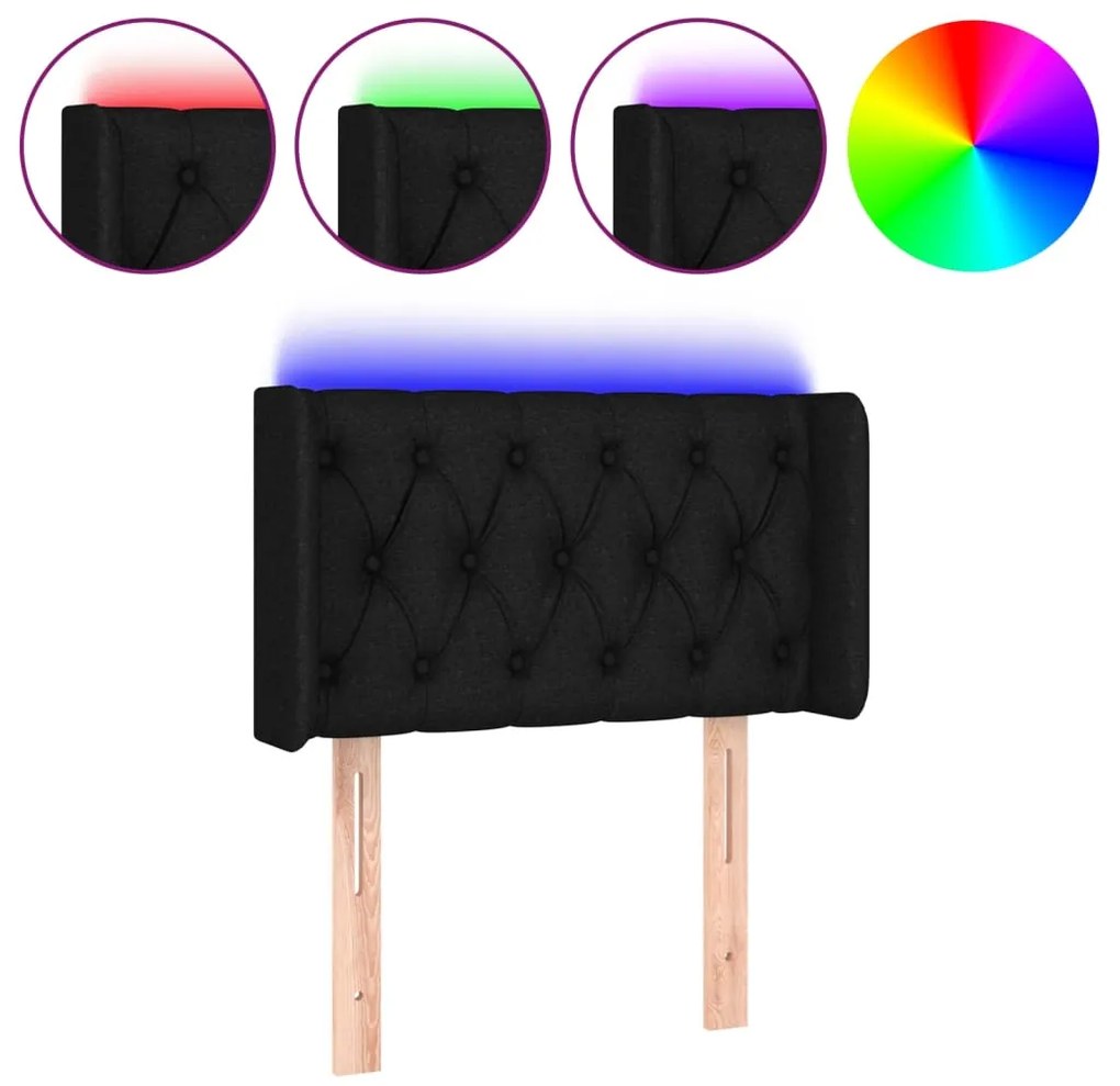 vidaXL Κεφαλάρι Κρεβατιού LED Μαύρο 83x16x78/88 εκ. Υφασμάτινο