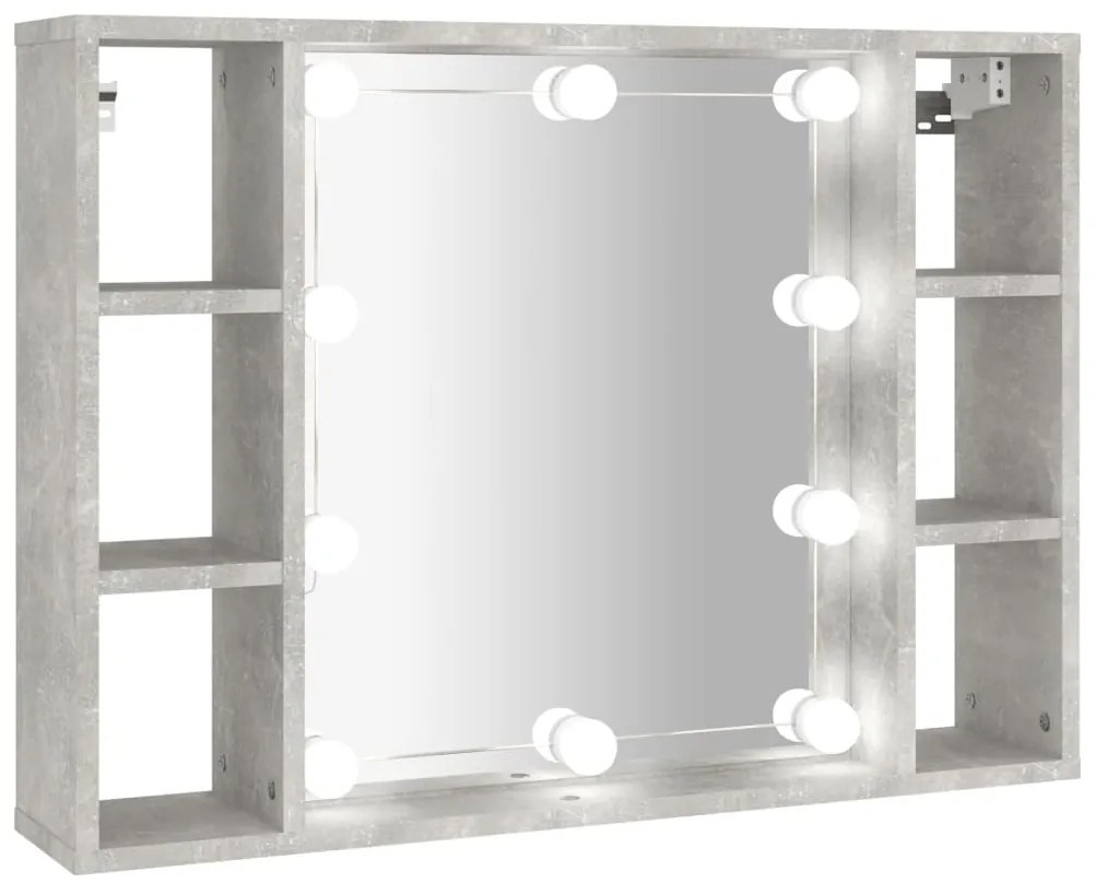 vidaXL Έπιπλο Καθρέπτη με LED Γκρι Σκυροδέματος 76 x 15 x 55 εκ.