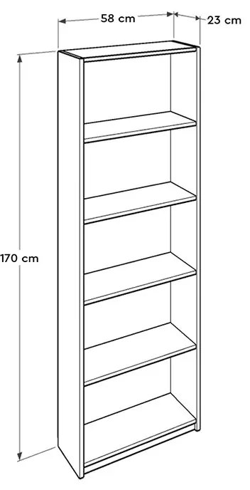 Βιβλιοθήκη Max Megapap σε χρώμα κόκκινο 58x23x170εκ. - GP009-0038 - GP009-0038