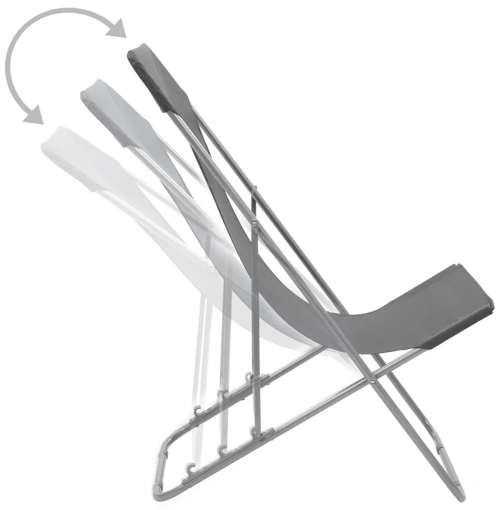 vidaXL Σεζλόνγκ Πτυσσόμενες 2 τεμ. Γκρι από Ατσάλι και Ύφασμα Oxford