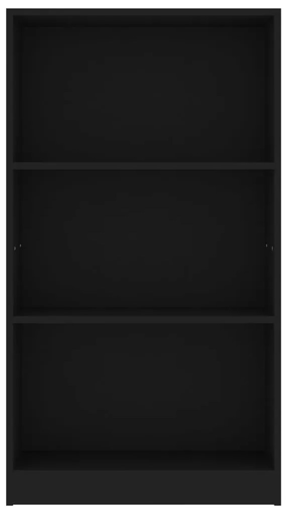 vidaXL Βιβλιοθήκη με 3 Ράφια Μαύρη 60x24x109 εκ. Επεξεργασμένο Ξύλο