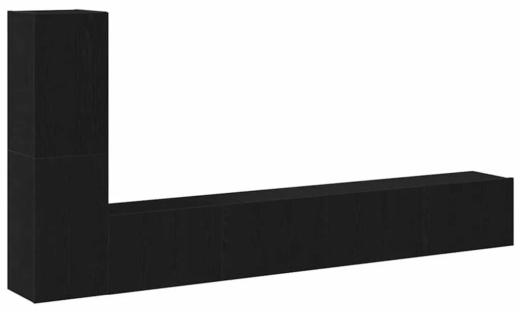 vidaXL Σετ επίπλου τηλεόρασης Επιτοίχιο Μαύρη Οξυά Επεξεργασμένο ξύλο
