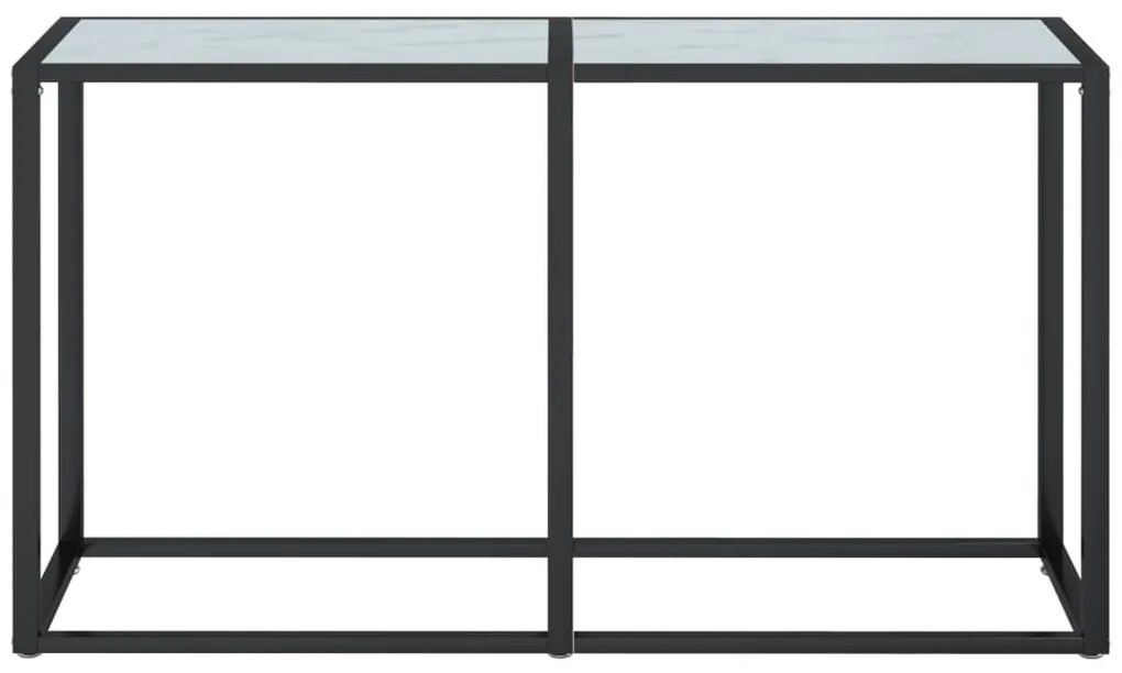 vidaXL Τραπέζι Κονσόλα Λευκό Όψη Μαρμάρου 140x35x75,5 εκ. Ψημένο Γυαλί