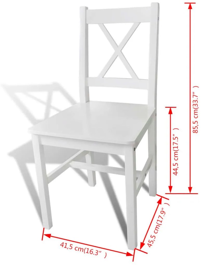Καρέκλες Τραπεζαρίας 4 τεμ. Λευκές από Ξύλο Πεύκου - Λευκό