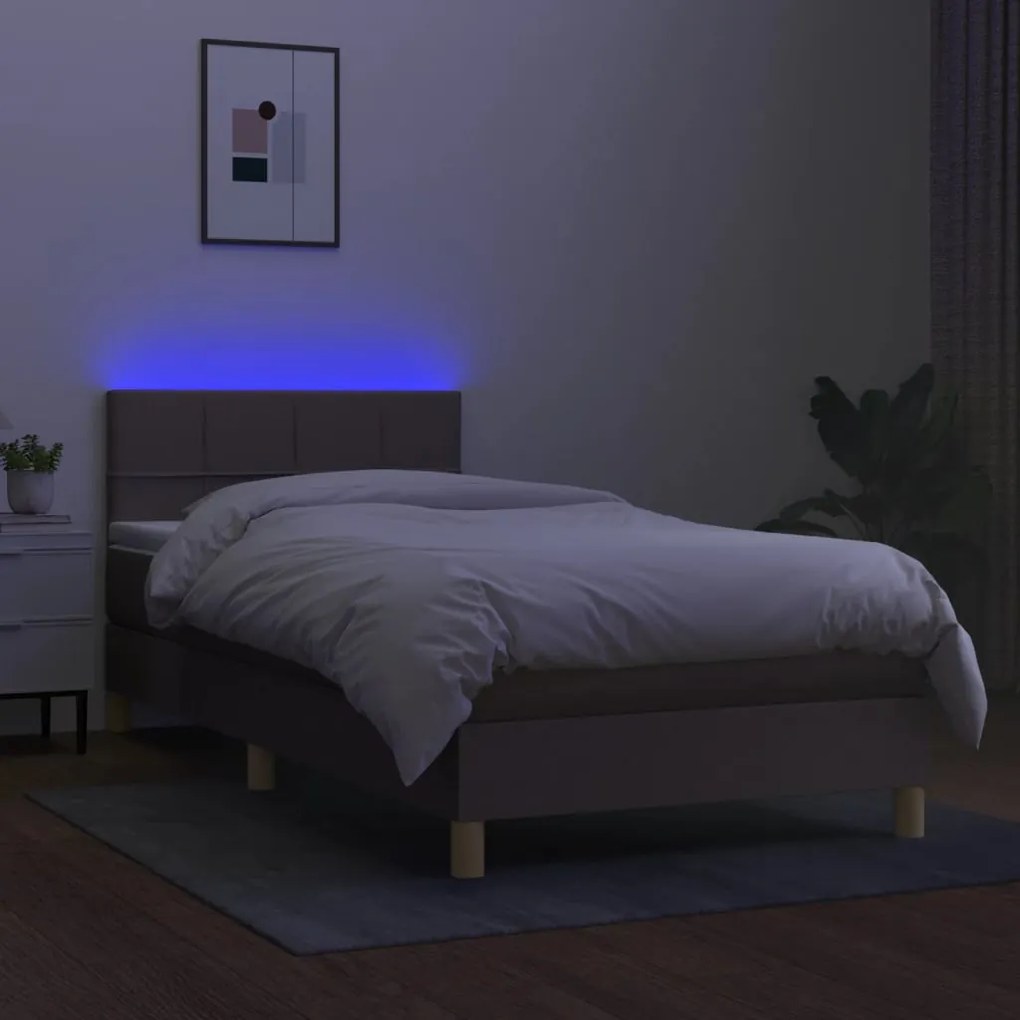 ΚΡΕΒΑΤΙ BOXSPRING ΜΕ ΣΤΡΩΜΑ &amp; LED TAUPE 90X190 ΕΚ. ΥΦΑΣΜΑΤΙΝΟ 3133681