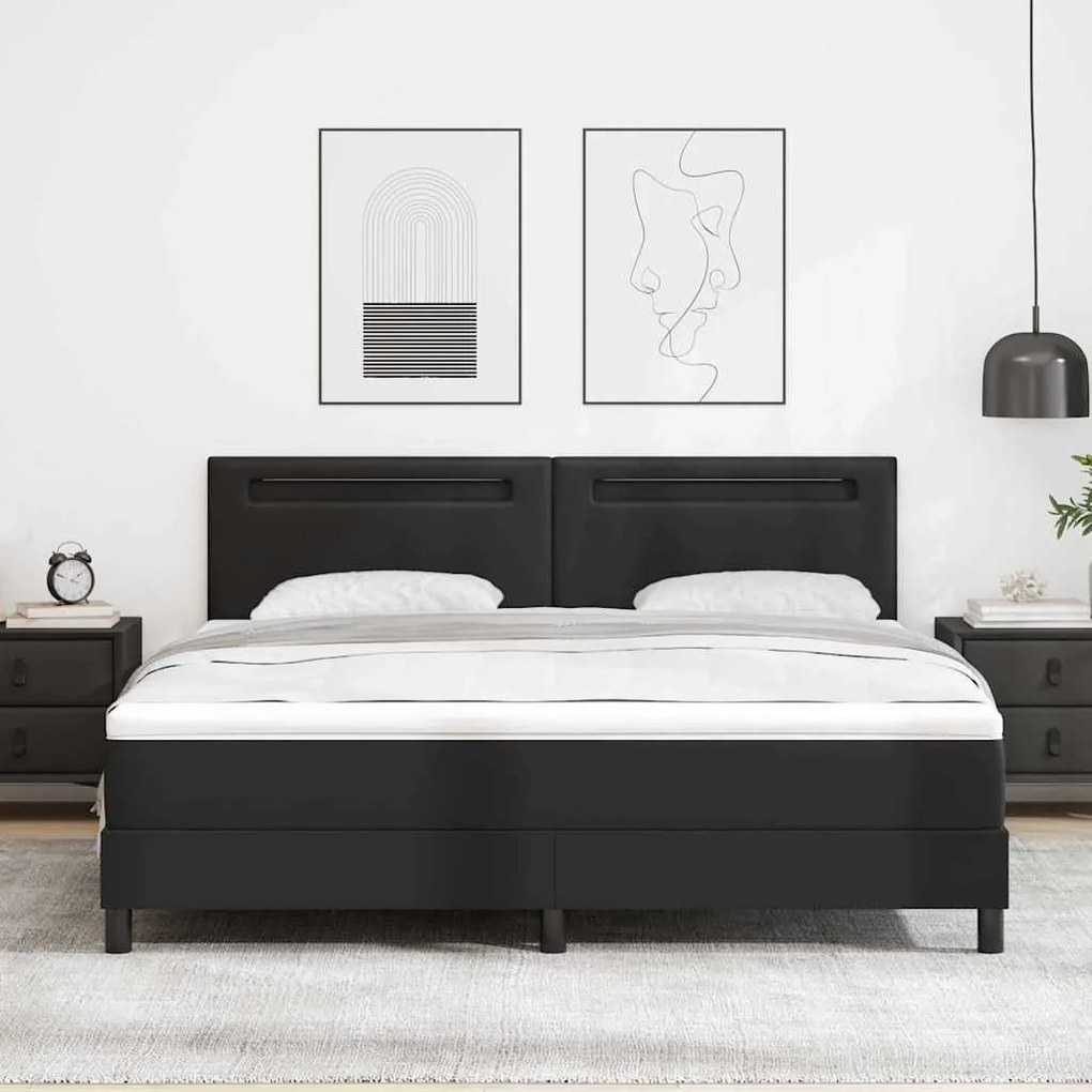 vidaXL Κρεβάτι με Στρώμα με στρώμα Μαύρο 180 x 200 cm Τεχνητό δέρμα