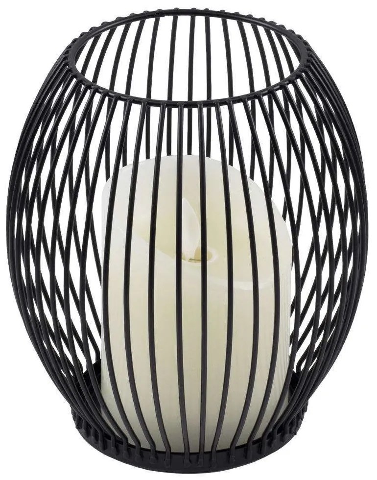 Φανάρι Με Διακοσμητικό Κερί Candle Led 76495 Φ14x16cm Με Μπαταρία &amp; Χειριστήριο Dimmable 2700K Black Aluminium