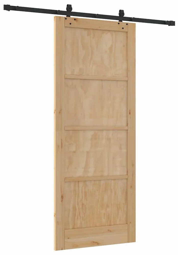 vidaXL Συρόμενη Πόρτα Φυσικό και μαύρο 86 x 211 cm
