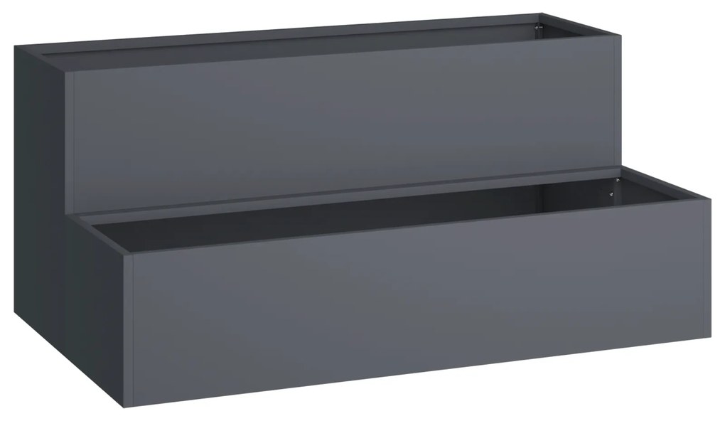 vidaXL Γλάστρα Κήπου 2-Επίπεδη 100x60x45 εκ Ανθρακί Πλαστικό