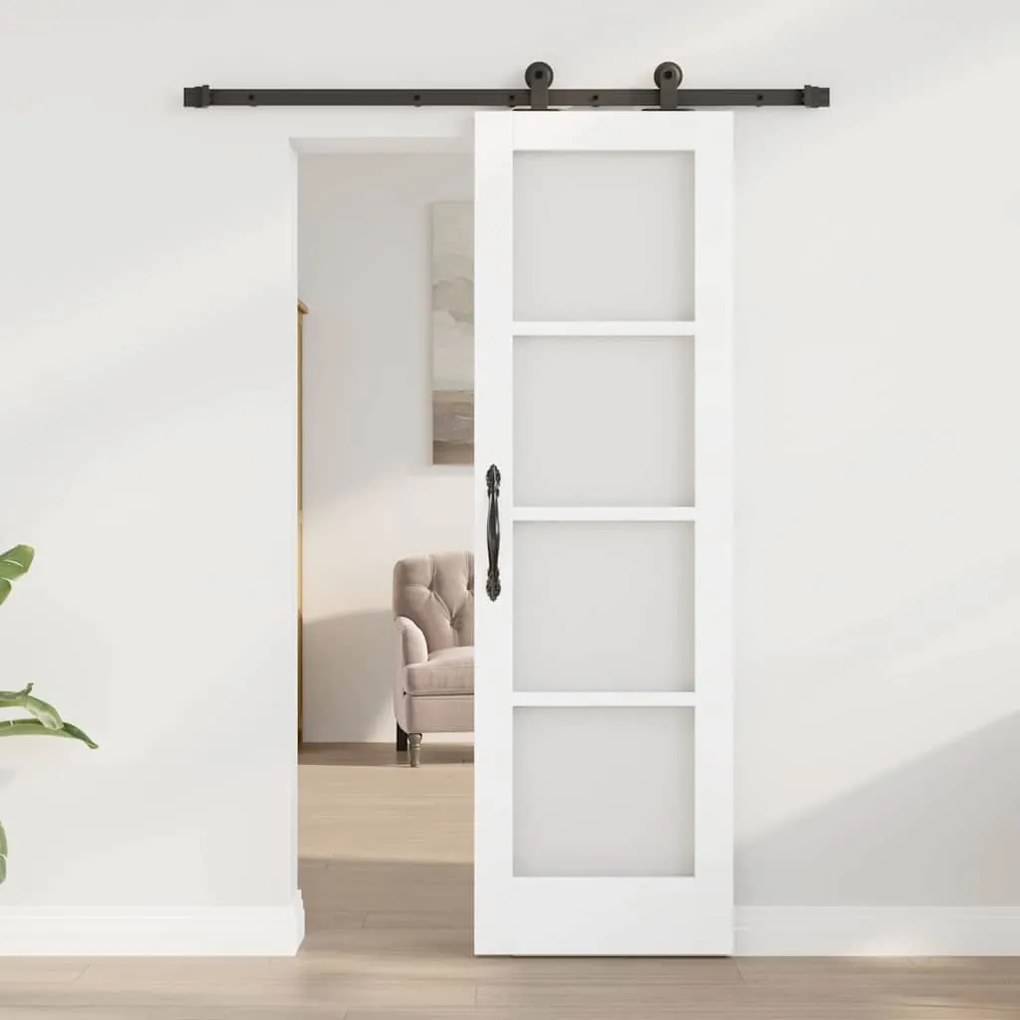 vidaXL Συρόμενη Πόρτα Λευκό 61 x 198.5 εκ. Ξύλο και μέταλλο