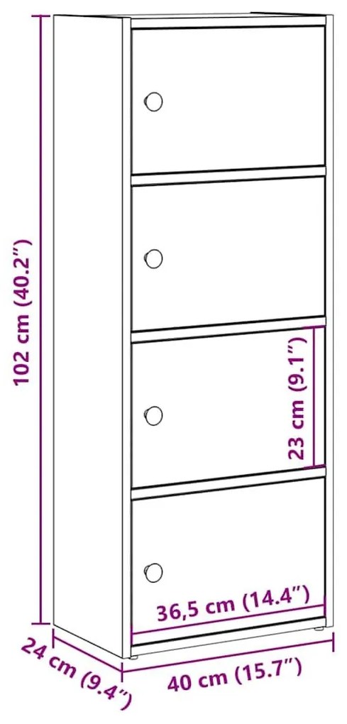 Βιβλιοθήκη Μαύρη Δρυς 40x24x102 εκ. Κατασκευασμένο ξύλο - Μαύρο