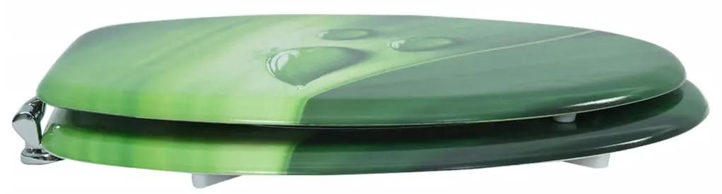 vidaXL Κάλυμμα Λεκάνης με Καπάκι Σχέδιο Σταγόνες Πράσινο από MDF