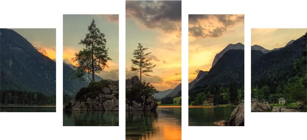 Εικόνα 5 μερών ορεινό τοπίο δίπλα στη λίμνη - 100x50