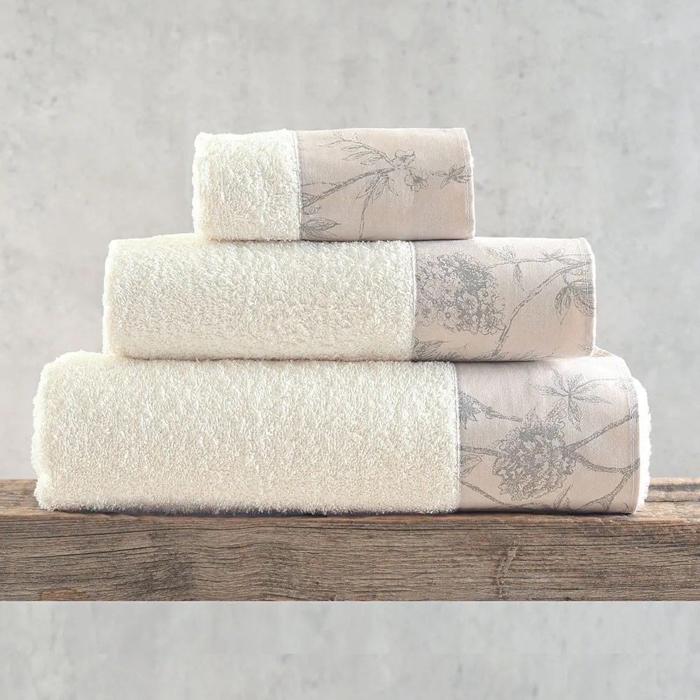 Πετσέτες Aurora Σε Κουτί (Σετ 3τμχ) Ecru-Beige Ρυθμός Towels Set 70x140cm 100% Πενιέ Βαμβάκι