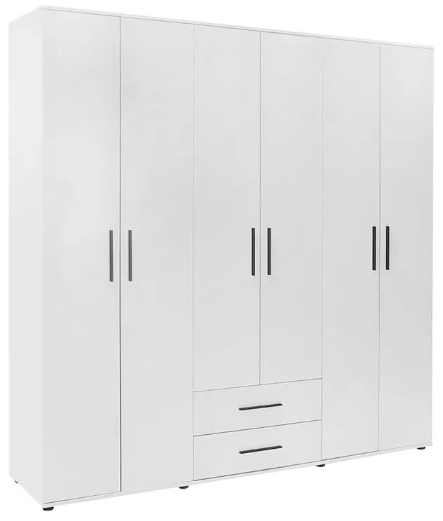 Ντουλάπα ρούχων Bianco Megapap εξάφυλλη με συρτάρια χρώμα λευκό 206x52x213εκ.-GP009-0247,1