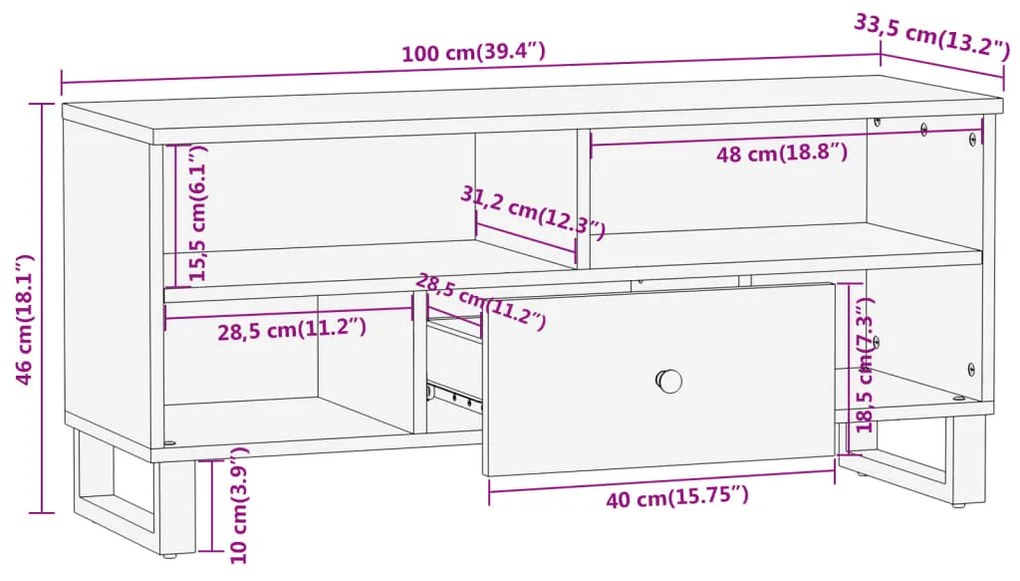 ΈΠΙΠΛΟ ΤΗΛΕΟΡΑΣΗΣ ΚΑΦΕ/ΜΑΥΡΟ 100X33,5X46 ΕΚ. ΜΑΣΙΦ ΞΥΛΟ ΜΑΝΓΚΟ 356799