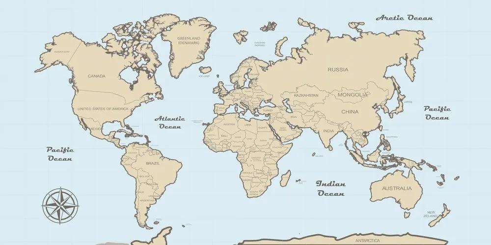 Εικόνα σε έναν παγκόσμιο χάρτη από φελλό μπεζ σε μπλε φόντο