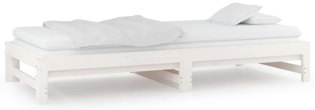 vidaXL Καναπές Κρεβάτι Συρόμενος Λευκός 2x(90x200) εκ. Μασίφ Πεύκο