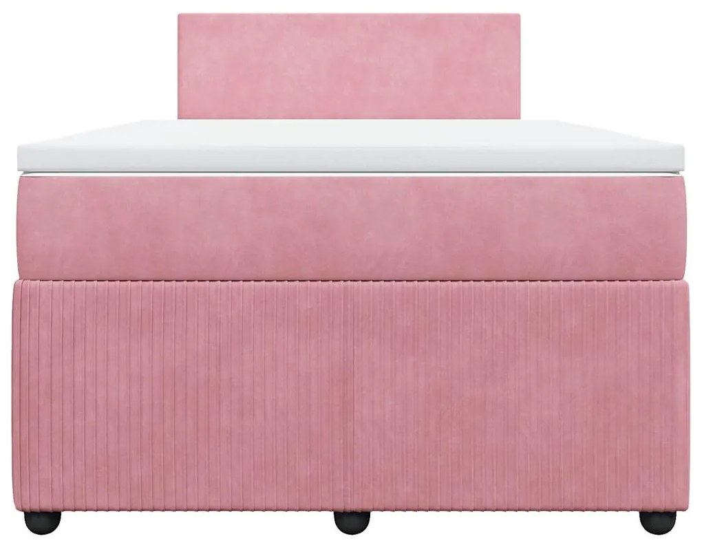 vidaXL Κρεβάτι Boxspring με Στρώμα Ροζ 120x190 εκ. Βελούδινο
