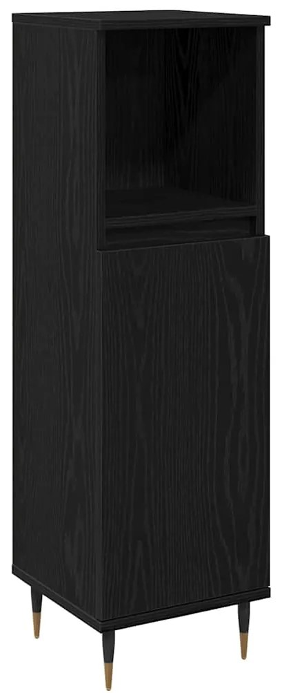 vidaXL Σετ Επίπλων Μπάνιου με πόρτα 3 pcs Μαύρη Οξυά 30 x 30 x 190 εκ