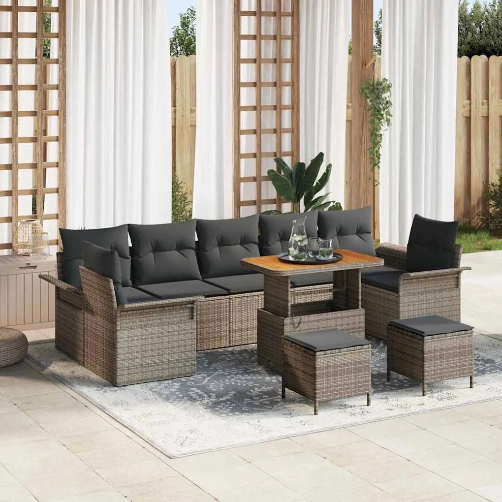 vidaXL Σετ Καναπέ Κήπου 10 pcs Γκρι συνθετικό ρατάν