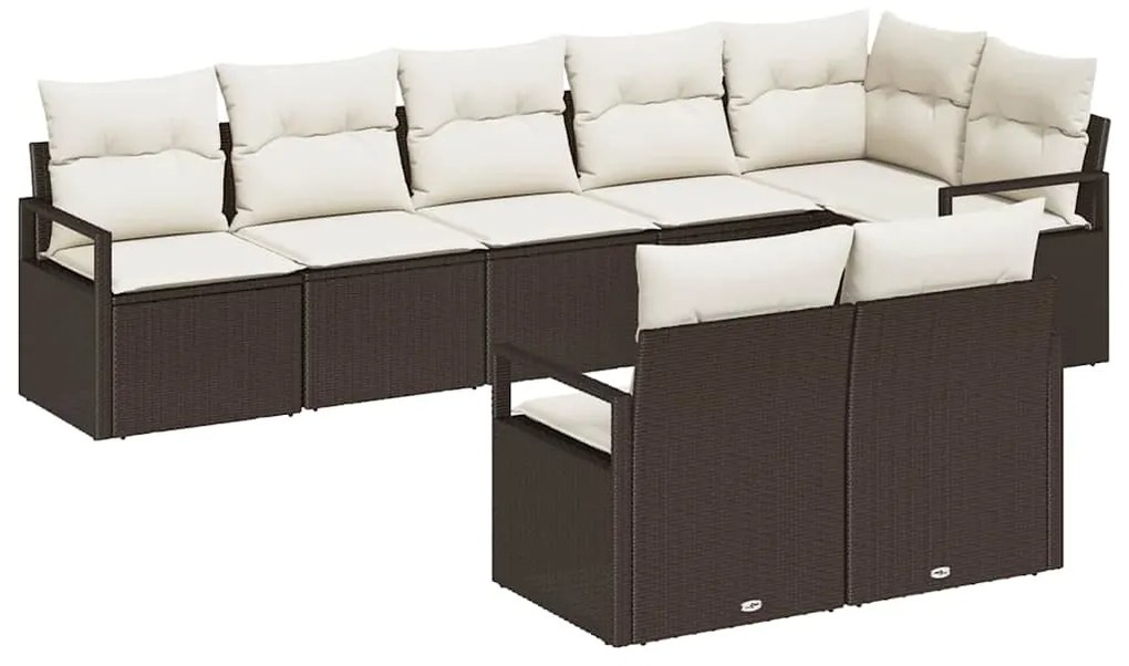 vidaXL Σετ Καναπέ Κήπου 8 pcs Καφέ και Λευκό συνθετικό ρατάν