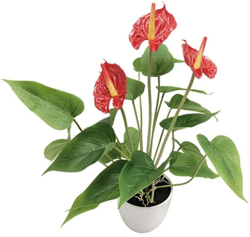 Τεχνητό Φυτό Σε Γλάστρα Ανθούριο 04-00-18753 43cm Green-Red Marhome Synthetic