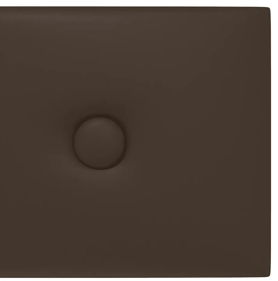 vidaXL Πάνελ Τοίχου 12 τεμ. καφέ 60 x 15 εκ. 1,08 μ² Συνθετικό Δέρμα