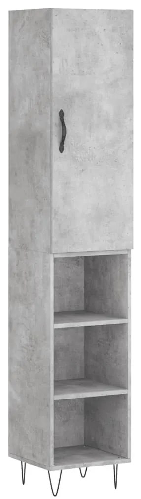 vidaXL Ντουλάπι Γκρι Σκυροδέματος 34,5x34x180 εκ. Επεξεργασμένο Ξύλο