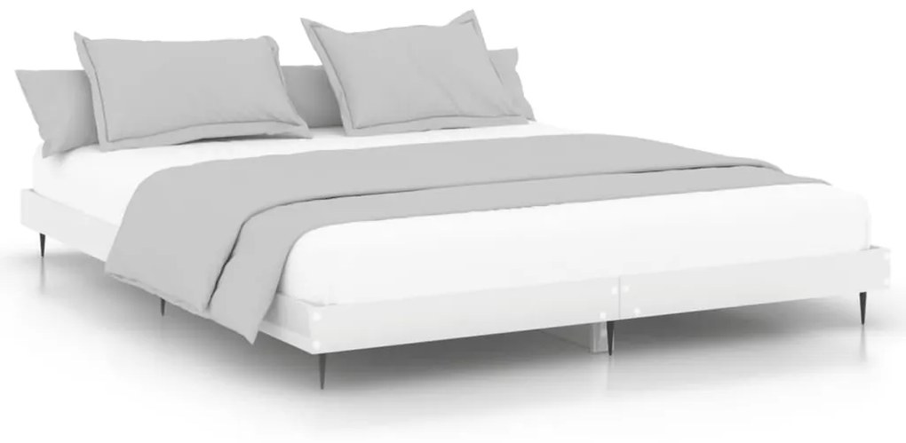 vidaXL Πλαίσιο Κρεβατιού Γυαλιστερό Λευκό 120x200 εκ Επεξεργ. Ξύλο