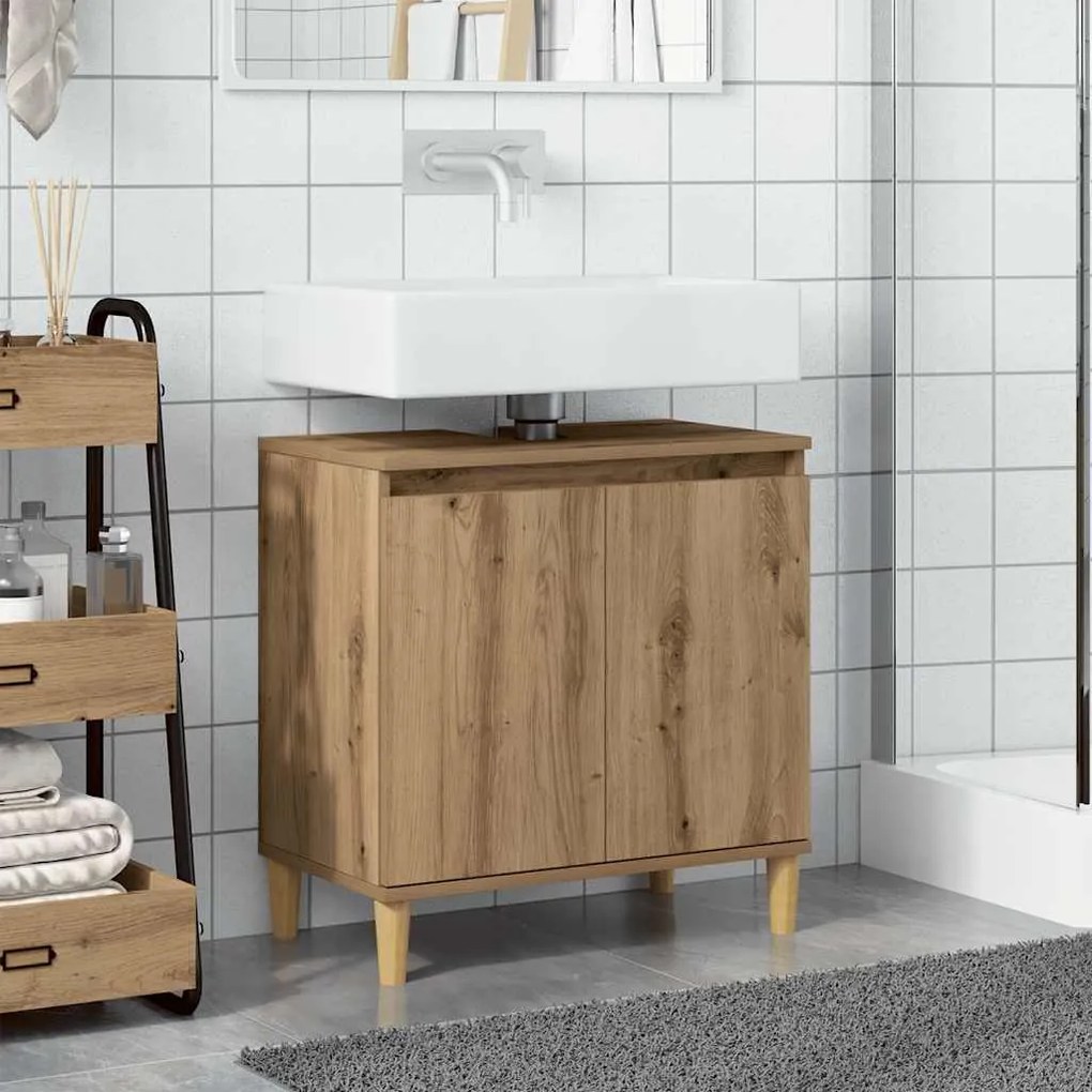 vidaXL Ντουλάπι Νιπτήρα τεχνίτης Δρυς 58x33x60 εκ. Επεξεργασμένο Ξύλο