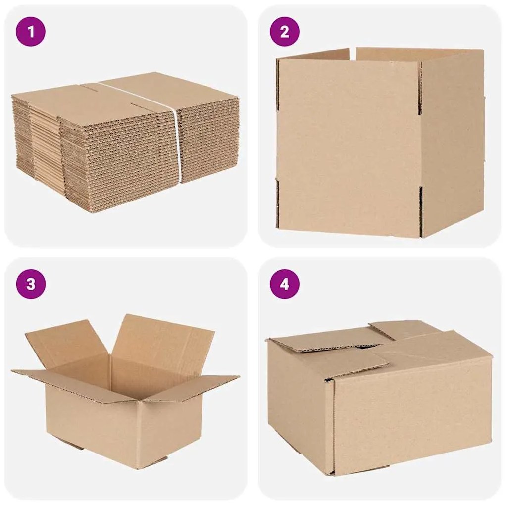 vidaXL Πτυσσόμενο Κουτί 50 pcs Καφέ 20 x 15 x 10 εκ. Χαρτόνι
