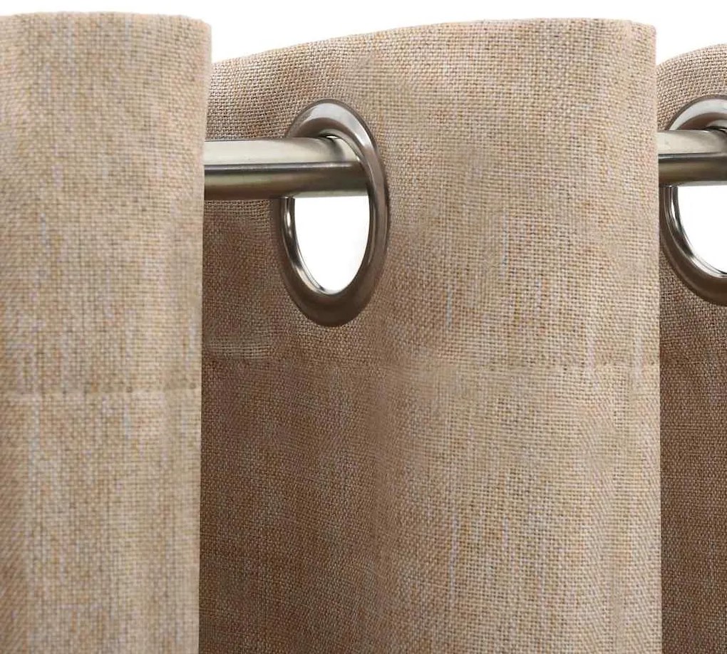 vidaXL Κουρτίνες Συσκότισης με Τρουκς/Όψη Λινού 2 τεμ Μπεζ 140x225 εκ