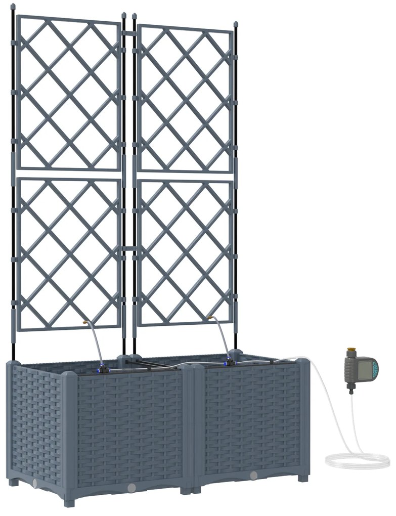 vidaXL Γλάστρες Κήπου 1 τεμ Ανοιχτό γκρι 80 x 40 x 142 cm Πλαστικό