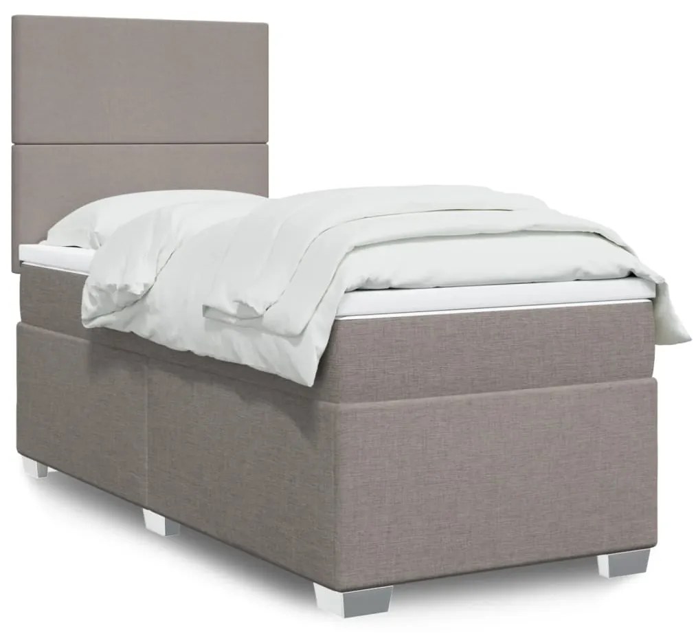 Κρεβάτι Boxspring με Στρώμα Taupe 90x190 εκ.Υφασμάτινο - Μπεζ-Γκρι