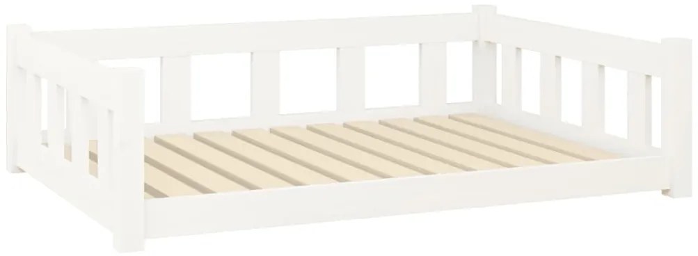 vidaXL Κρεβάτι Σκύλου Λευκό 105,5x75,5x28 εκ. από Μασίφ Ξύλο Πεύκου