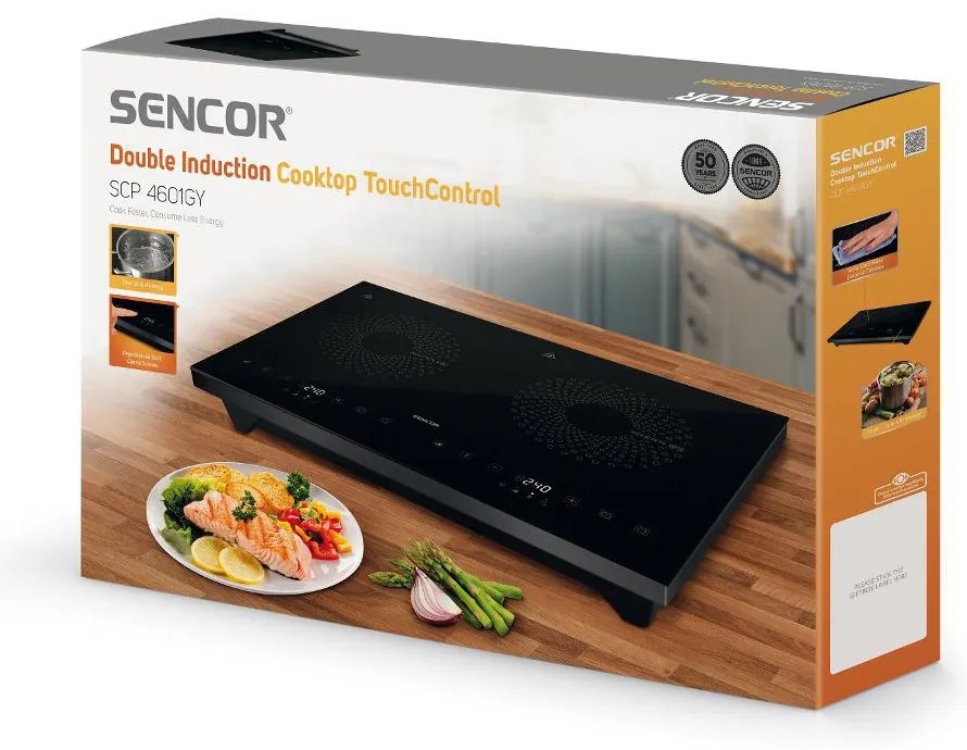 Φορητή Επαγωγική Εστία Sencor SCP 4601GY Διπλή TouchControl 3400W 12-26cm Μαύρη