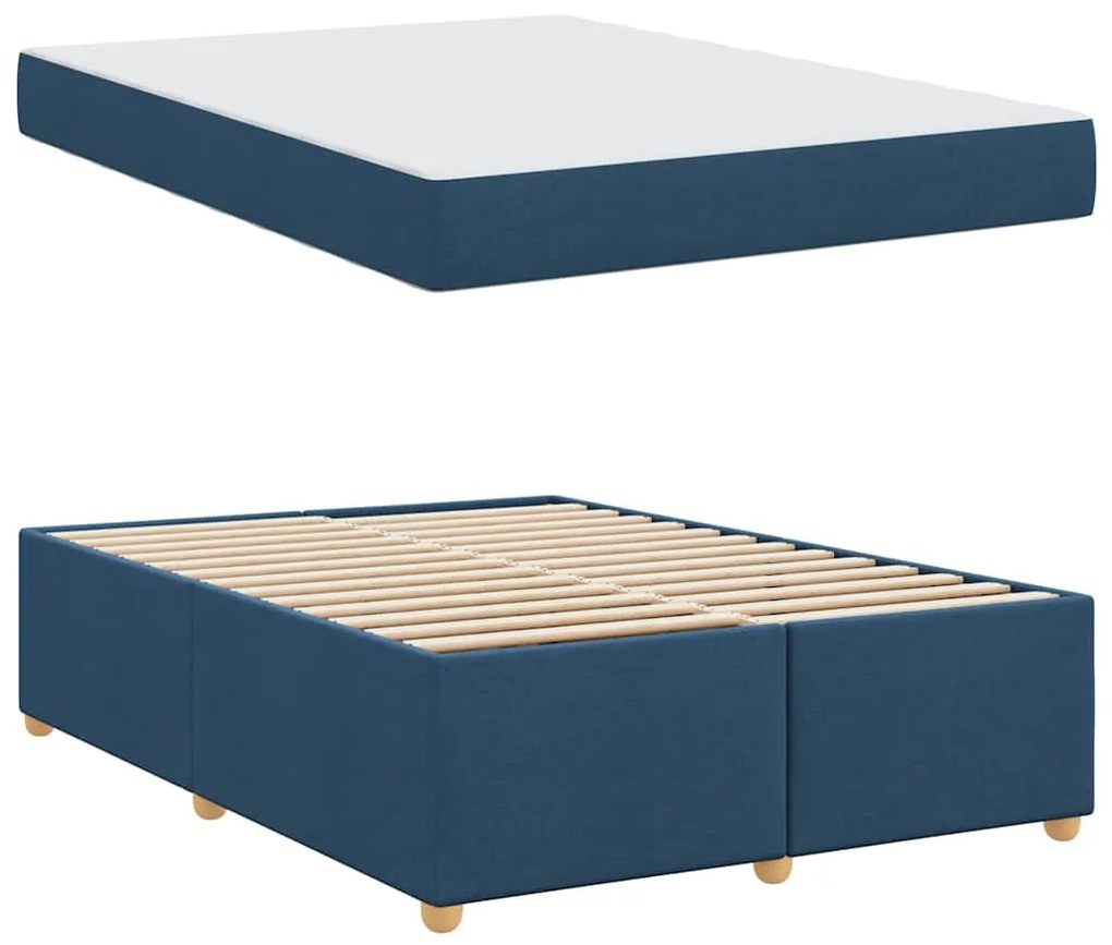 vidaXL Σκελετός Κρεβατιού με στρώμα Μπλε 140 x 200 cm ύφασμα