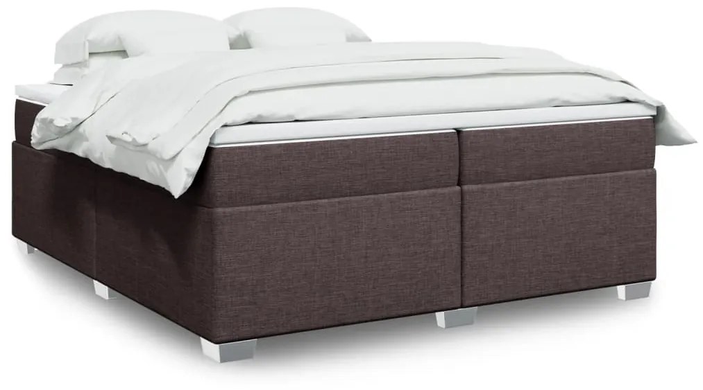 vidaXL Κρεβάτι Boxspring με Στρώμα Σκούρο Καφέ 200x200 εκ. Υφασμάτινο