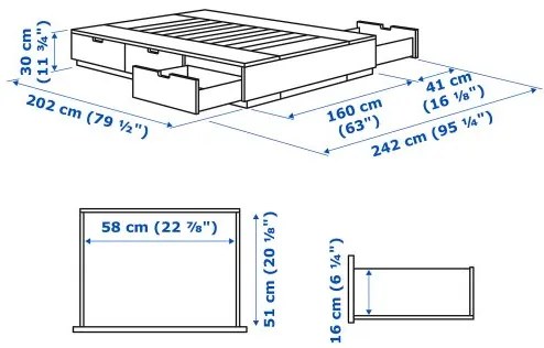 NORDLI κρεβάτι με αποθηκευτικό χώρο, 160x200 cm 003.498.49
