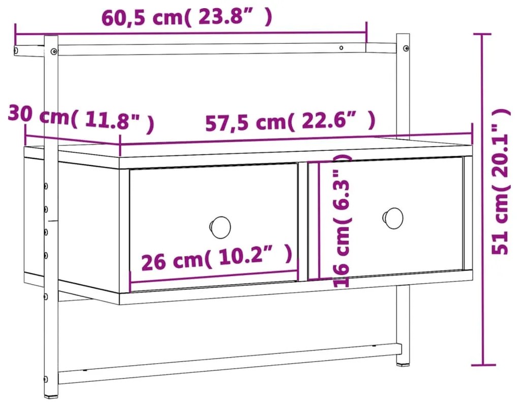 ΈΠΙΠΛΟ ΤΗΛΕΟΡΑΣΗΣ ΕΠΙΤΟΙΧΙΟ ΚΑΦΕ ΔΡΥΣ 60,5X30X51 ΕΚ. ΕΠΕΞ. ΞΥΛΟ 833457