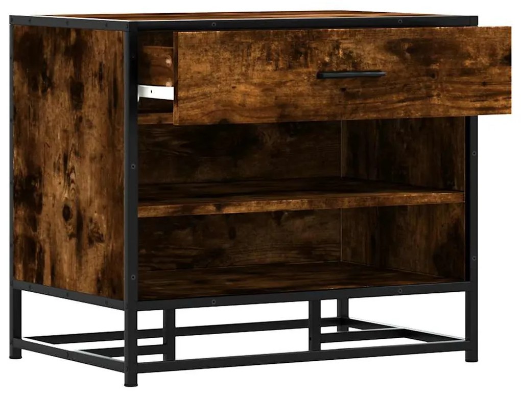 vidaXL Πάγκος παπουτσιών Δρυς Καπνιστό 60x40x53,5cm Επεξεργασμένο ξύλο