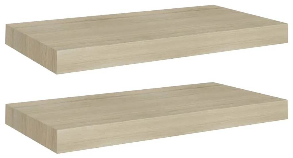 vidaXL Ράφια Τοίχου 2 τεμ. Χρώμα Δρυός 50x23x3,8 εκ. MDF