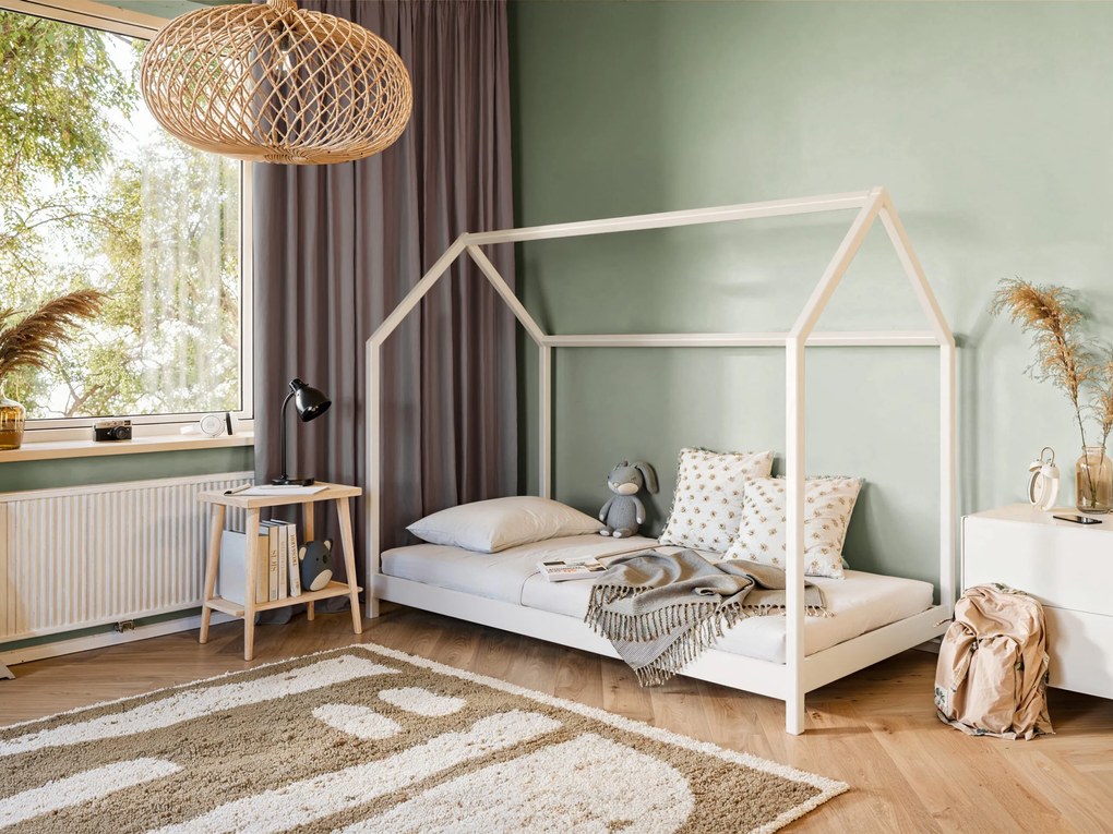 Kρεβάτι Σπιτάκι Montessori Lucky από μασίφ ξύλο White  90×200cm (Δώρο 10% Έκπτωση στο Στρώμα)