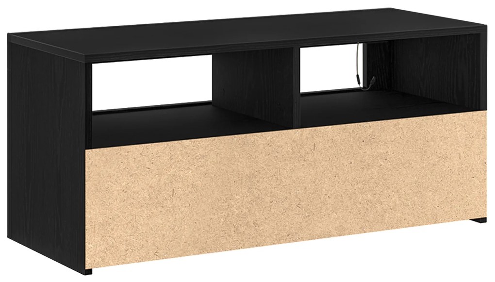vidaXL Ντουλάπι τηλεόρασης με LED Μαύρη Δρυς 90x35x40 εκ. Επεξεργασμένο ξύλο