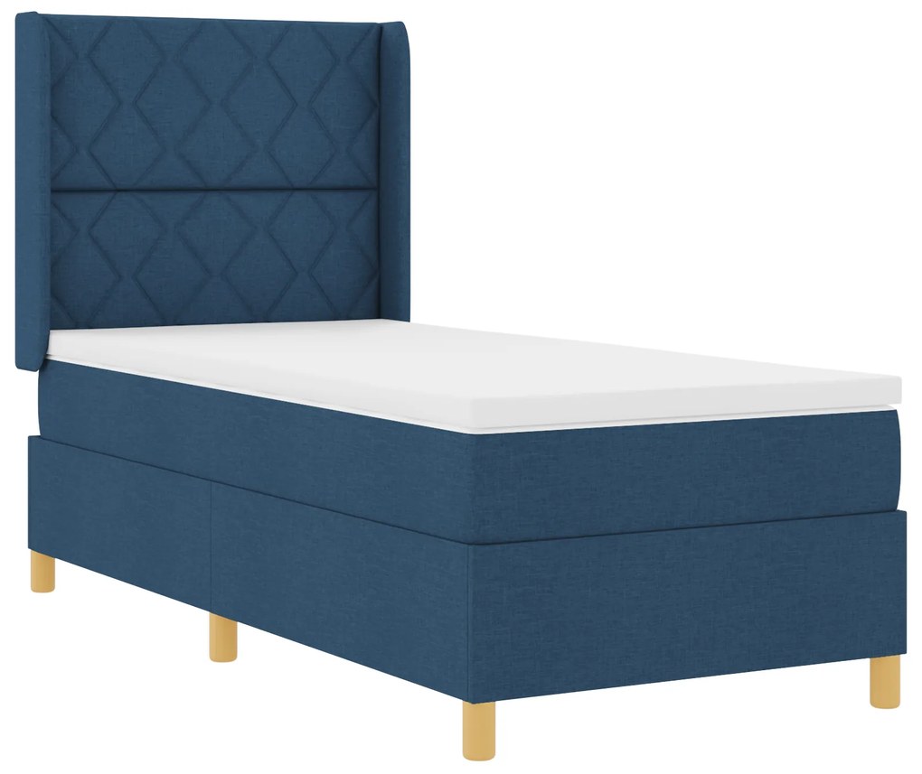 vidaXL κρεβάτι box spring με στρώμα & LED μπλε 90x200 εκ. ύφασμα