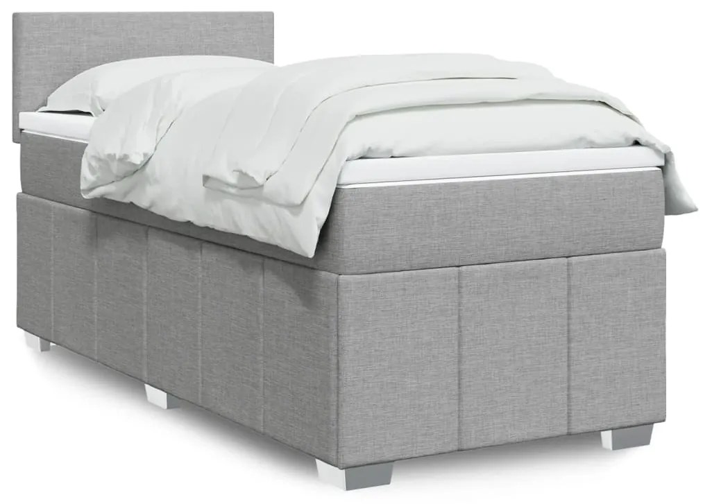 vidaXL Κρεβάτι Boxspring με Στρώμα Ανοιχτό Γκρι 80x200 εκ. Υφασμάτινο