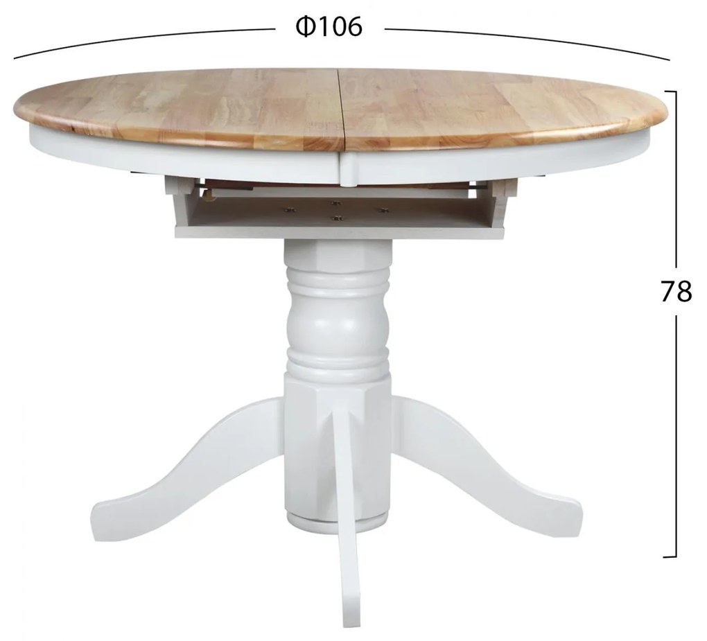 Σετ τραπεζαρίας C8057 5τμχ με Στρόγγυλο Τραπέζι & 4 Καρέκλες Λευκό - Δρύς