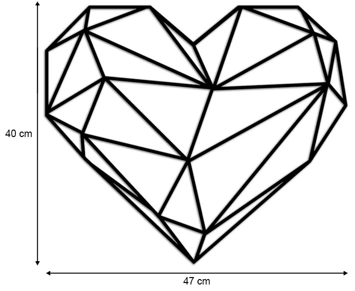 Διακοσμητικό τοίχου Heart Megapap μεταλλικό χρώμα μαύρο 47x40εκ.