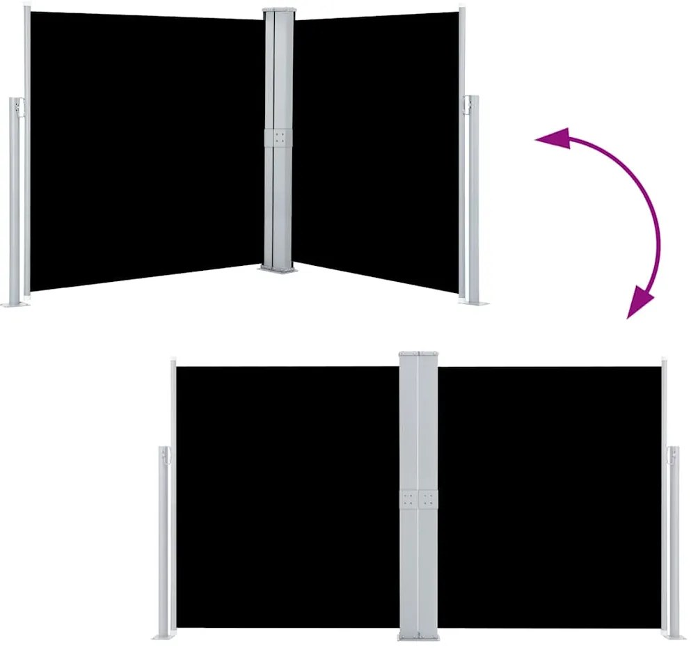 vidaXL Σκίαστρο Πλαϊνό Συρόμενο Μαύρο 140 x 600 εκ.